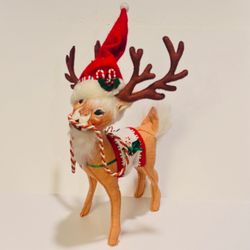 ANNALEE 2005 PEPPERMINT REINDEER SANTA HAT PEPPERMINT CANDY CHRISTMAS DECOR
