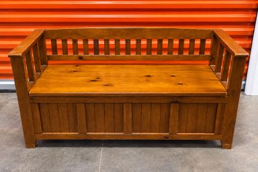 Wood Storage Bench Chest Mission Style Lift Top Entryway Hall Seat 48" Brown