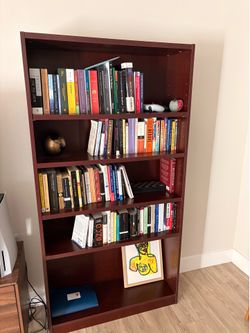 Tall Cherry Wood Bookcase / Bookshelf – Adjustable Shelves