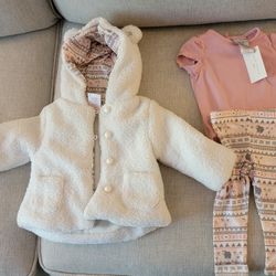 NWT 3-6 Month Baby Girl Outfit with Matching Coat by Max Studio Baby