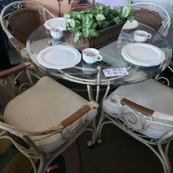 Glass/Metal Table Set