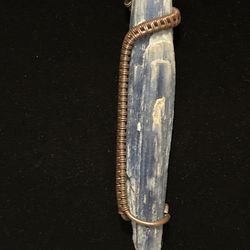 Blue  Kyanite pendant  3 1/2 inches long  wrapped in Copper