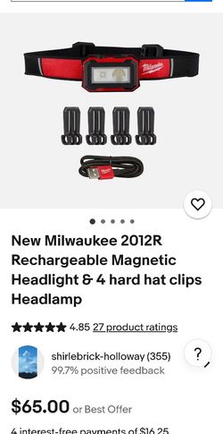Milwaukee 450 Lumens Internal Rechargeable Magnetic Headlamp and Task Light