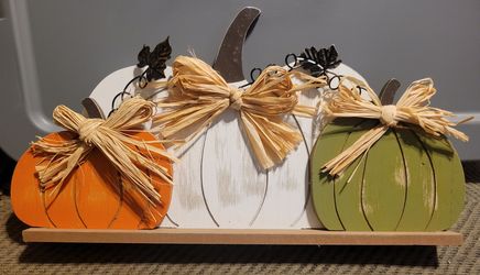 3 Fall Wooden Pumpkins Decoration