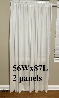 White Sheer Curtain Panels 56W x 87L