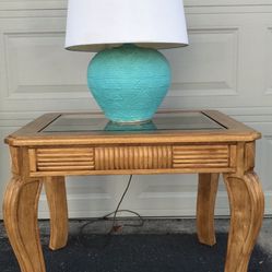 Solid Wood, End Table With Glass Top