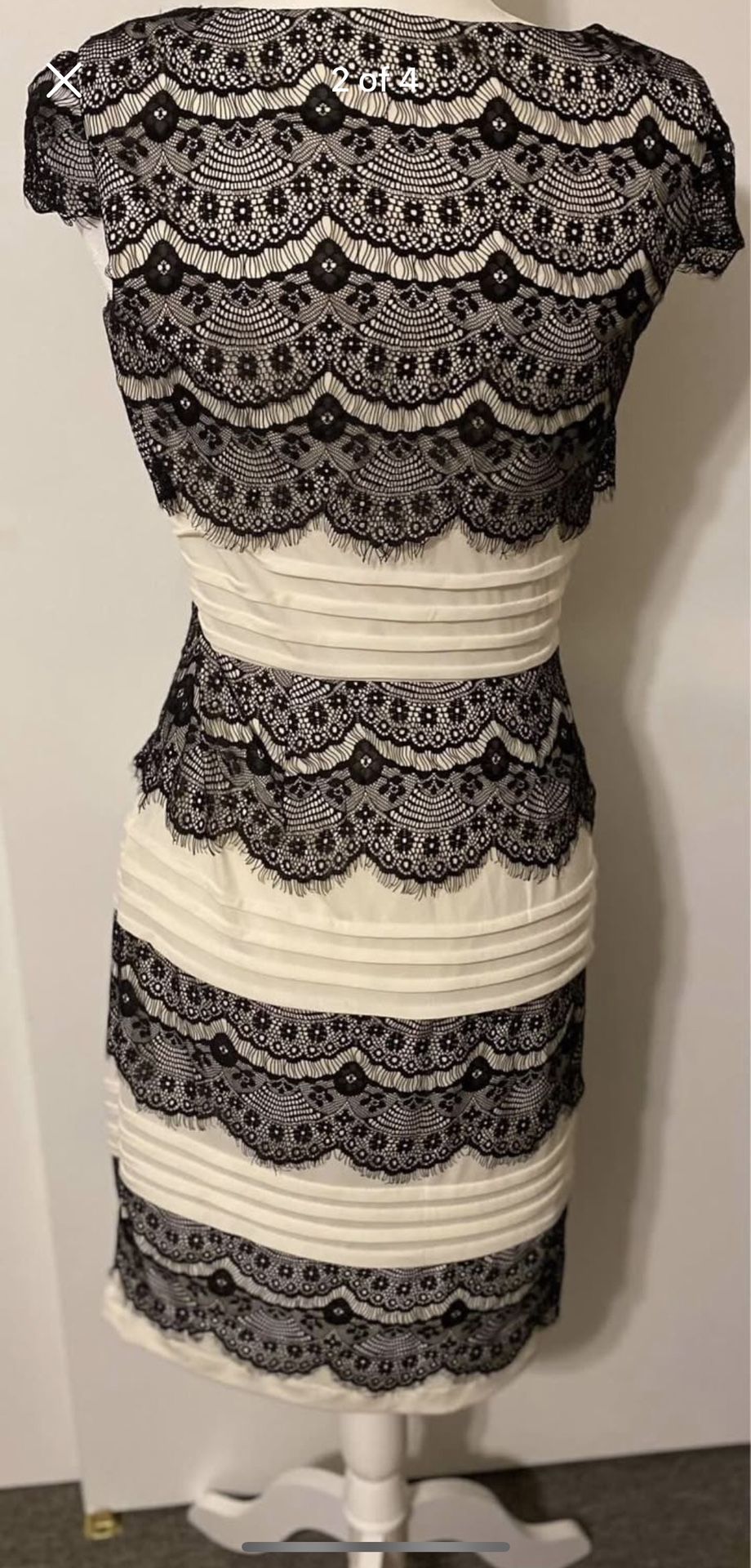 Rare Jax Black And White Lace Cocktail Dress