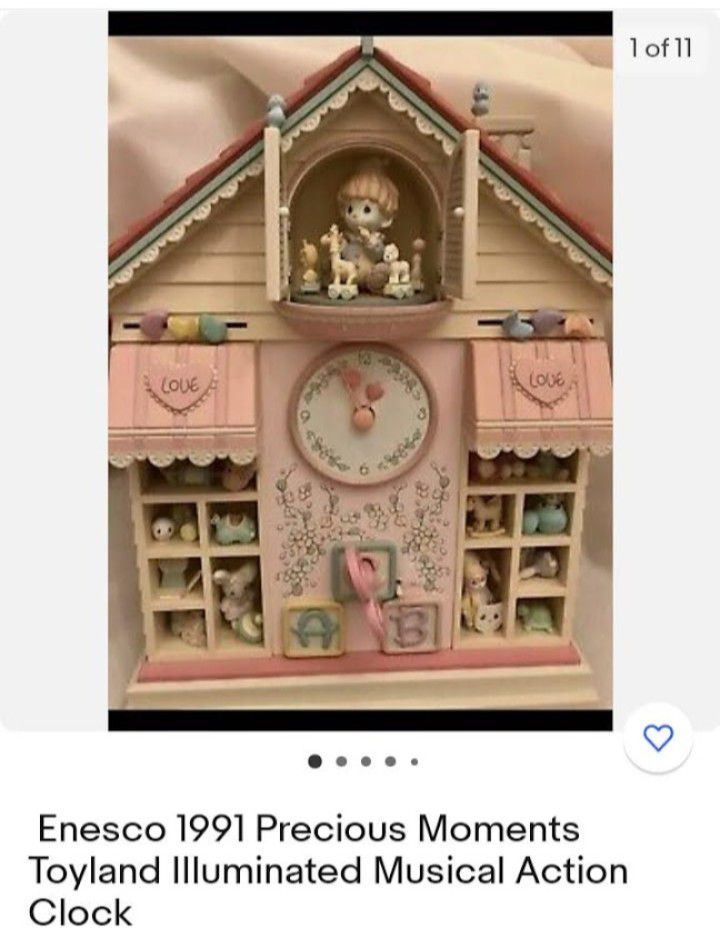 Rare Precious Moments 1991 Vintage  Toyland Clock