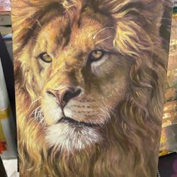 Lion Face Art On Canvas 