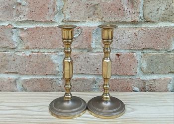 Vintage Baldwin Brass 7" Round Bottom Candlestick Holders