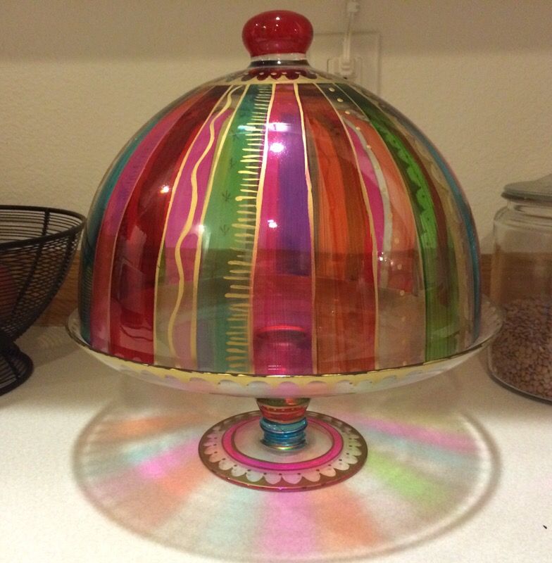 Pier 1 Imports Festive Stripes Cake Stand & Dome
