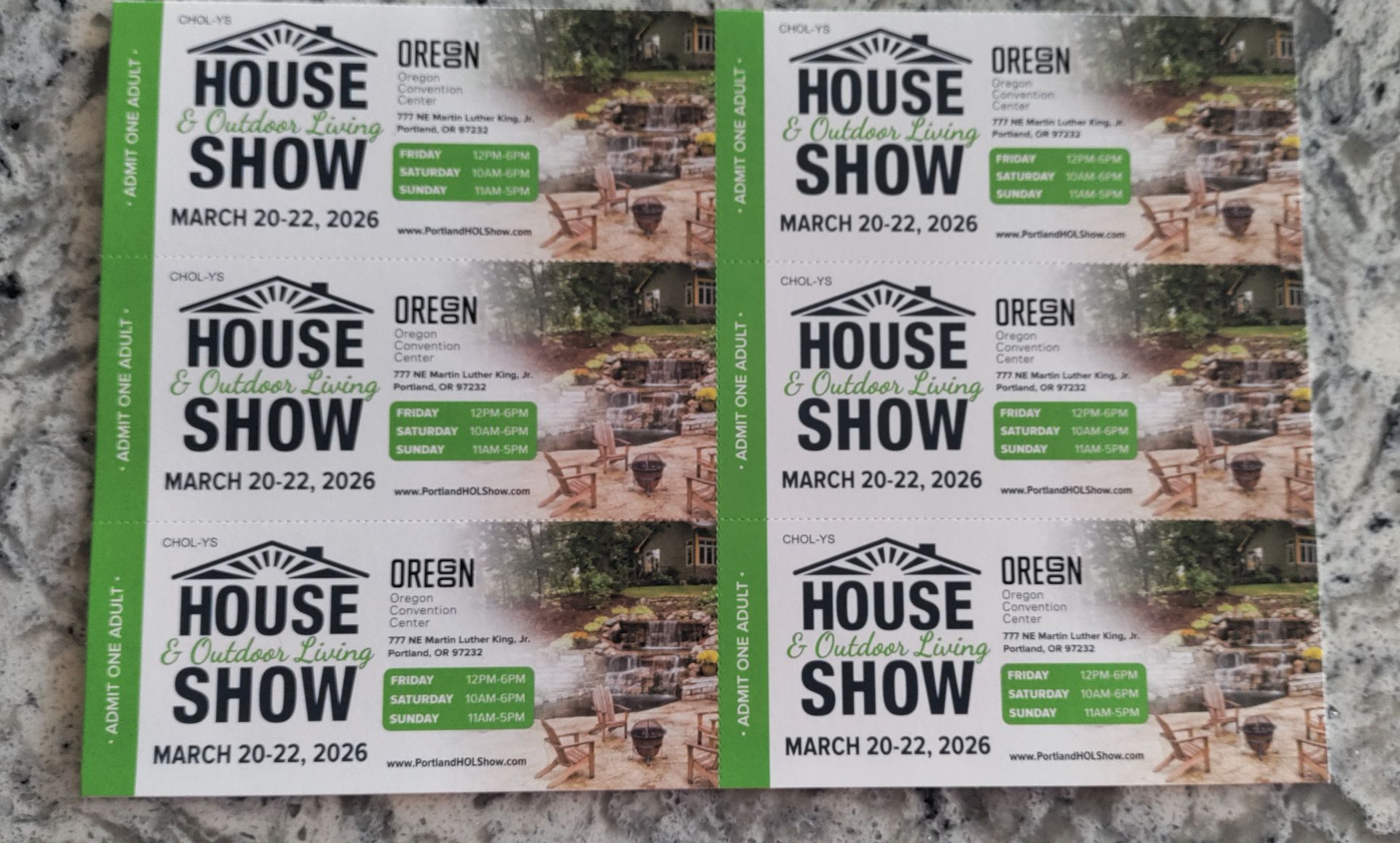 3/20-3/22 House and outdoor living show tickets