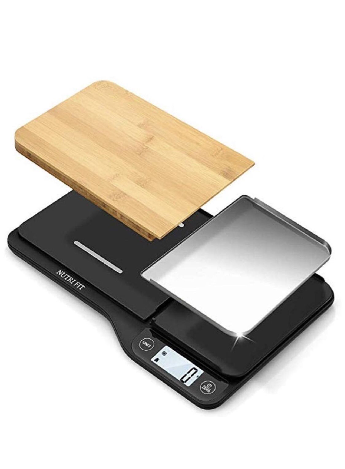 Super-Chef Food Scale with Removable Cutting Board & Tray - 3 in 1 Digital Kitchen Scale, LCD Display, 11lb 5kg, Easy for Cooking & Clean