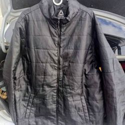 Reebok Quilted Puffer Style Zippered Jacket - Black, 2XL, Has Small tear along back inseam, Easy to Sew, Sell as is $20