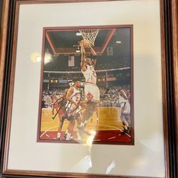 Michael Jordan Autographed Dunk Photo Framed