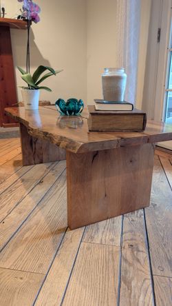 Live Edge Wood Handmade Coffee Table with Butterfly Inlays