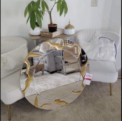 Beautiful Dorinda 36 X 36 Round Kintsugi Style Wall Mirror