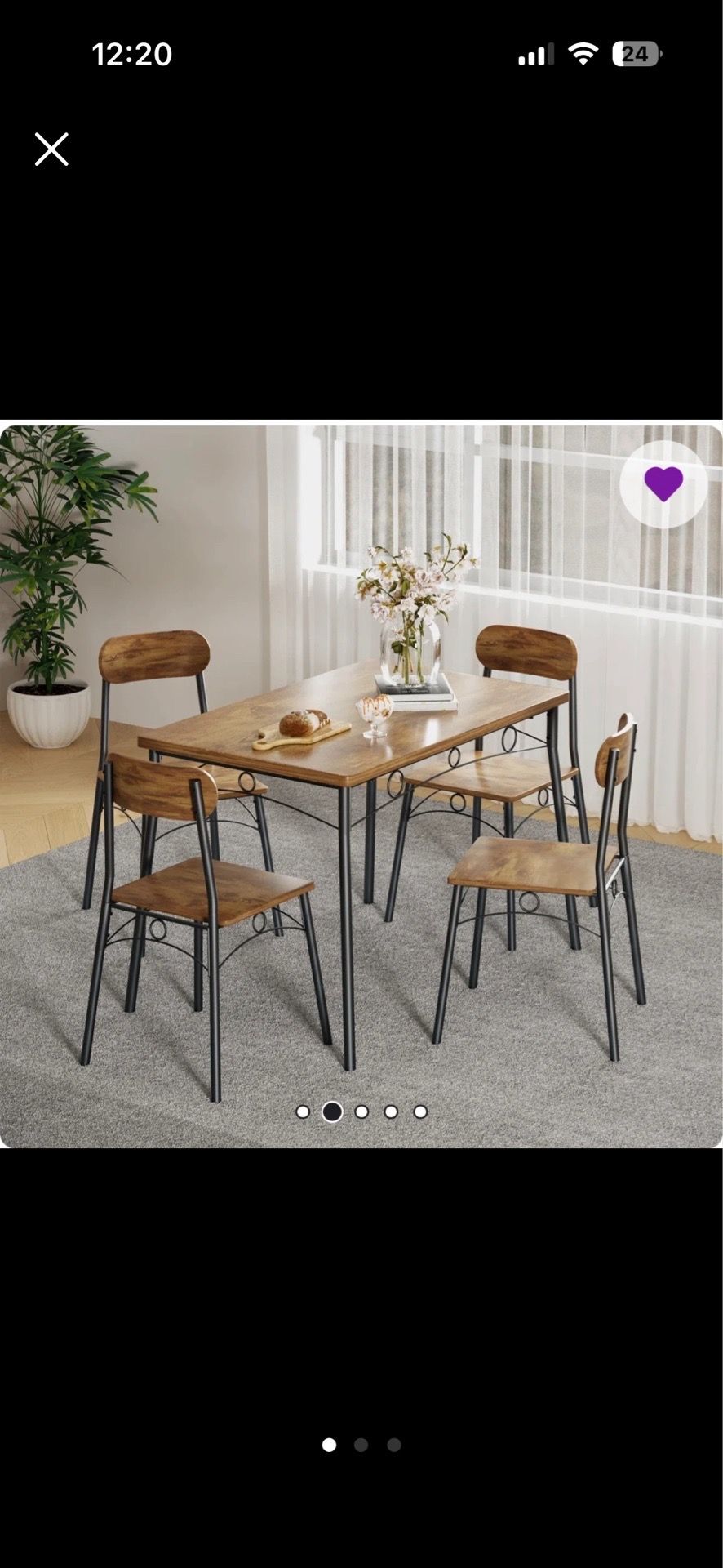 Dining Table and 4 Chairs Set