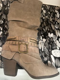Light Brown Pressed Suede Boots