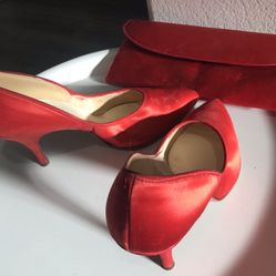 Vintage Red Heels, Size 8 + Coordinating Purse