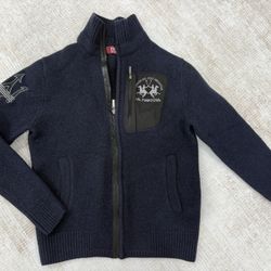 Maserati La Martina mens Merino Wool Sweater Zip up size Small 