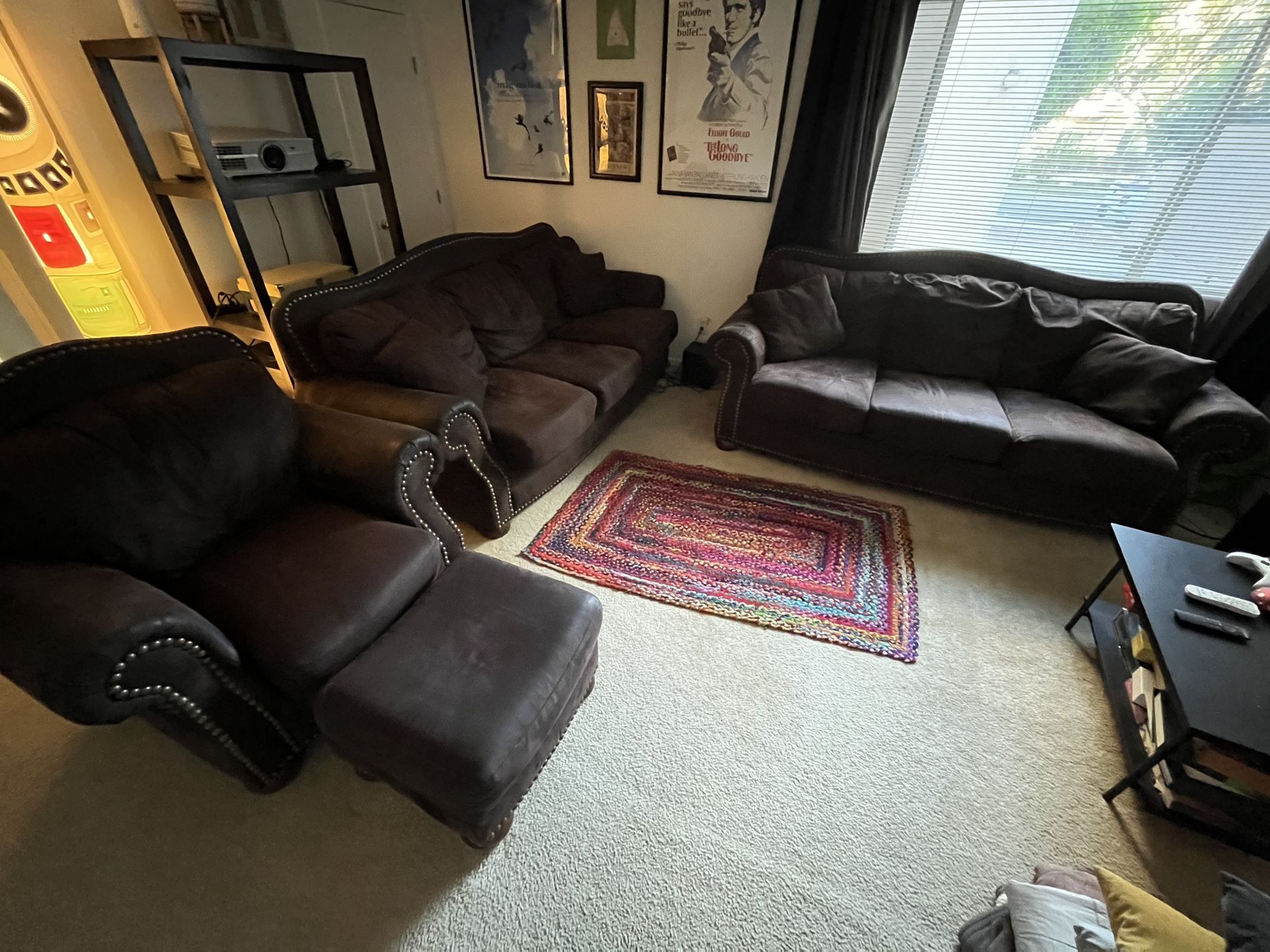 2 Big Comfy Couches & Love Chair