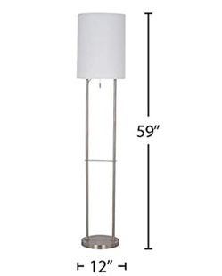 Rivet Modern Metal Floor Lamp with Bulb, 59"H, brushed Nickel New