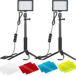 Photography LED Light Panel Kit - Includes Color Filters and Tripods - 2 Pack