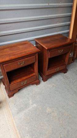 Pair of Cherry Wood Nightstands with Drawers vintage