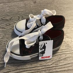 sz 5 Toddler Black Lace-Up Sneakers – Converse-Look Casual Canvas Shoes
