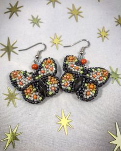 Handmade butterfly earrings antique beaded