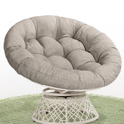 Papasan Outdoor & Indoor Chair - White Frame and Silver Cushion