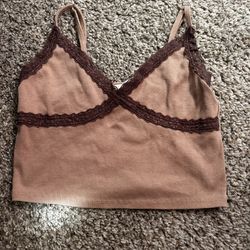 brown crop top tank