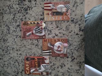 Set of 4...Café Capri 3D Relief Wall Plaque