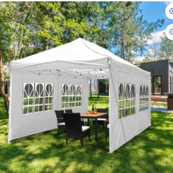 10'x20' Outdoor Party Tent, Large Wedding Birthday Tents for Parties, White Canopy Tent with 6 Removable Sidewalls