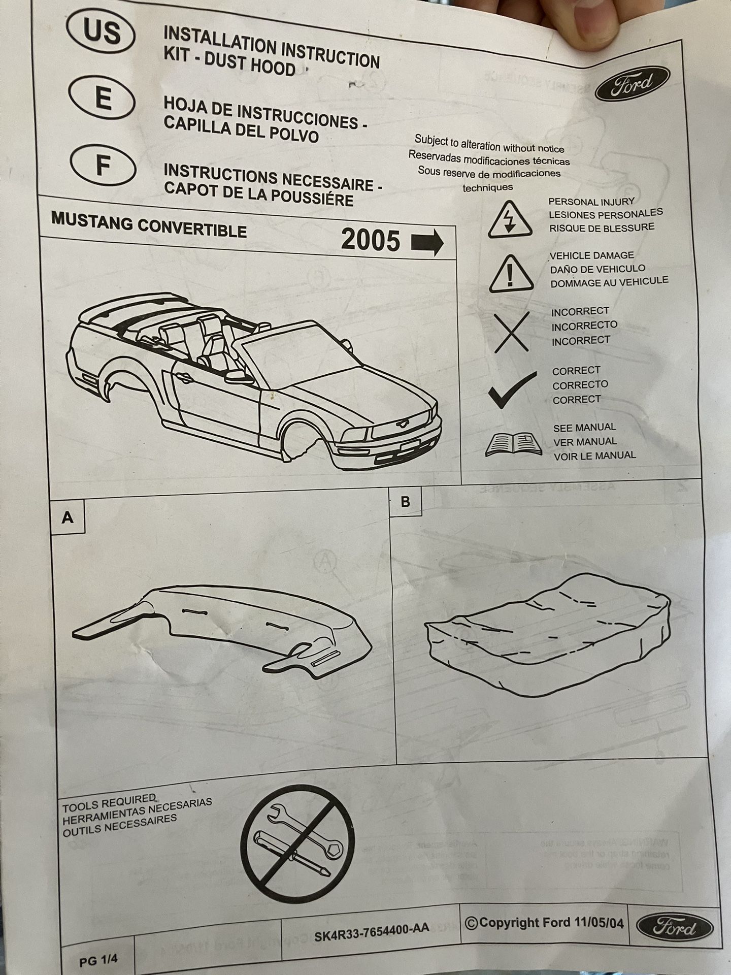 Ford Mustang convertible Dust Hood/Boot