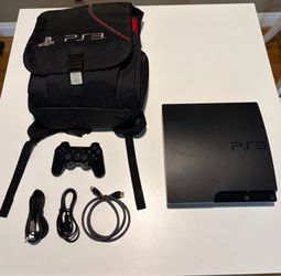PS3 PlayStation 3 Bundle Slim 160GB Model with OEM DualShock 3 All Cables and Carry Bag