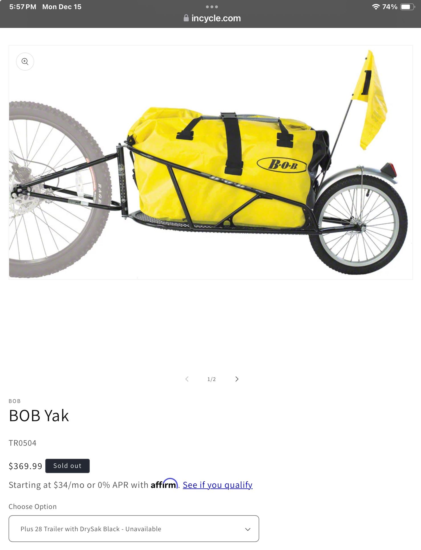 New Bob Yak Bike Trailer For Touring