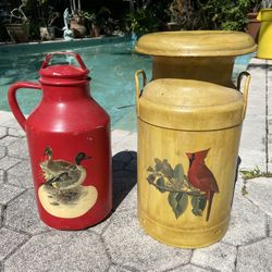 Decorative Milk jugs /Cans Large- Farm House/ Country Store /Vintage Style  And Larger Yellow 