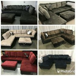Brand New Microfiber Sectionals With Storage Ottoman 