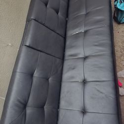 Solid Beauiful Faux Leather Futon  ]]