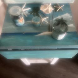 Hand crafted coastal wine rack table