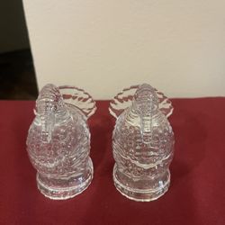 Set Of Two Turkey Salt And Pepper Shakers 24K Crystal In Perfect Condition