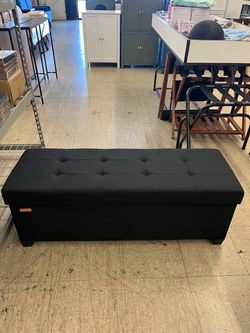SONGMICS 43" Storage Folding Ottoman Foot Rest w/ Legs - Black