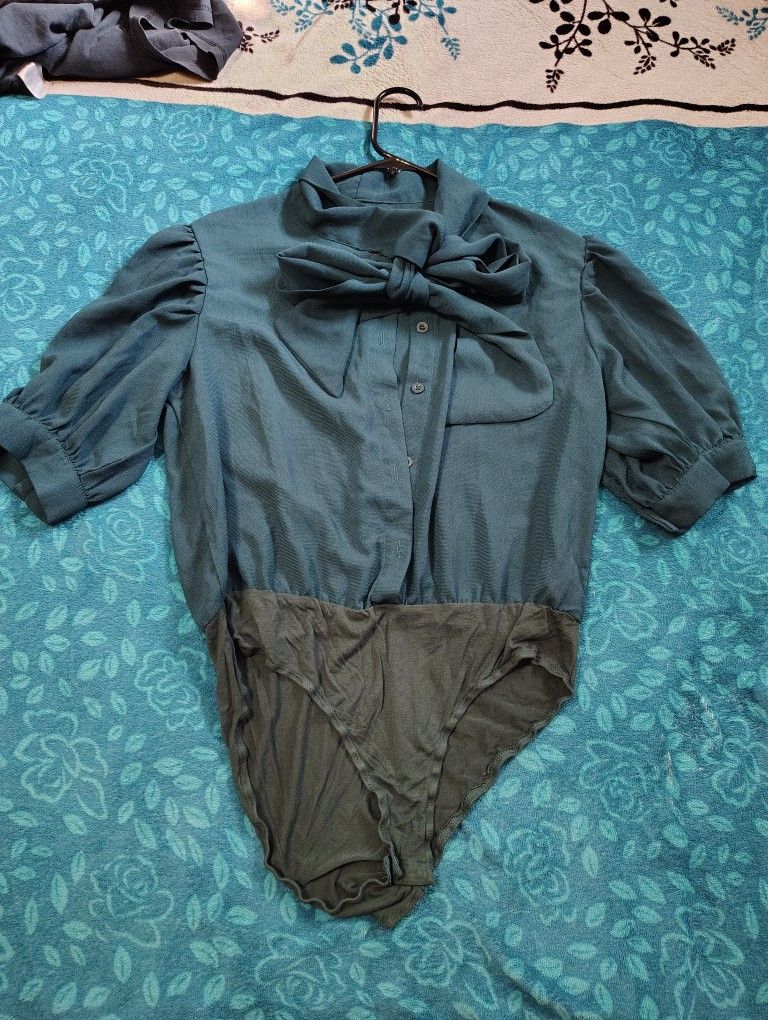 Green Blouse Bodysuit