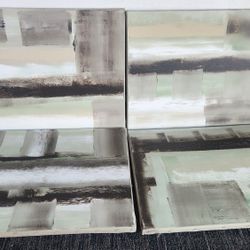 Original Hand-Painted Modern Abstract Canvas Set (4) – Signed & Dated 2007