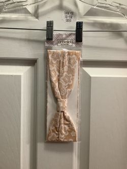 D'Bello tan and cream floral fabric headband