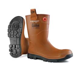 DUNLOP Unisex Purofort RigPRO Full Safety 10 in. Steel Toe Cap Rubber Boots-Brown/Black-Size 12=B11-923