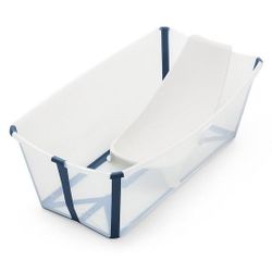 Stokke Flexi Bath Tub And Newborn Support Set In Transparent Blue