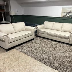 Off White Sofa & Loveseat 